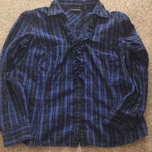 New York & Company Black & Blue stripe shirt XL